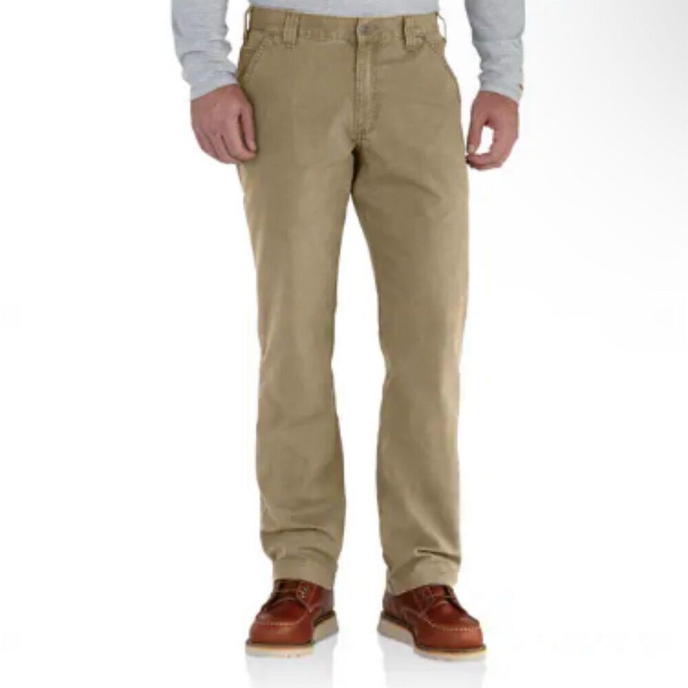 Carhartt Men's Rugged Flex Relaxed Fit Canvas Work Pants 42x30 BN2291-M Khaki